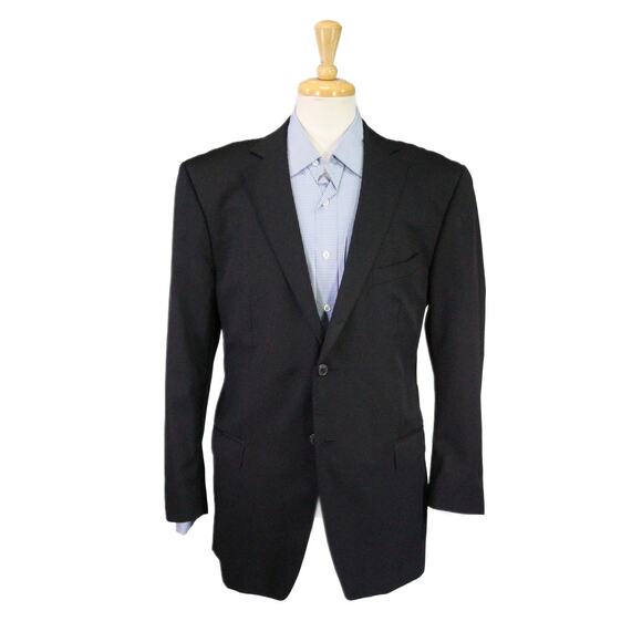 Z Zegna Solid Black 2-Btn Wool Blazer Jacket Men's 42R - Picture 1 of 10